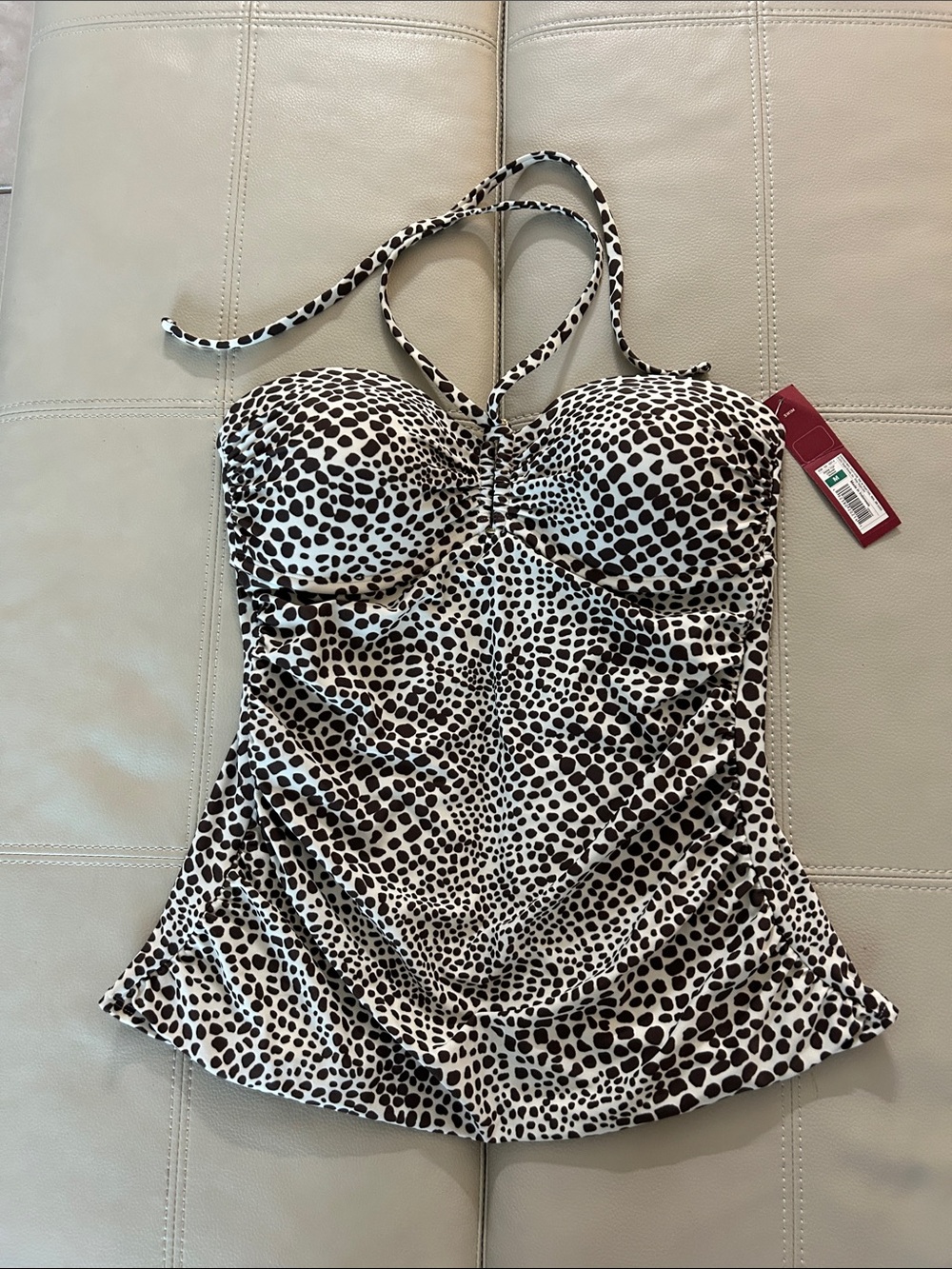 Merona Brown and ivory Leopard Print Tankini Top